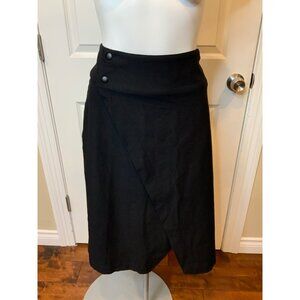 Eileen Fisher Black Crepe A-Line Wrap Skirt NWT $178, Size Small